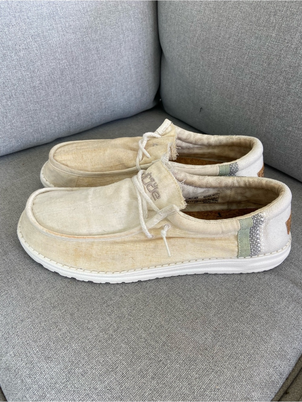 Hey Dude Wally Soled Cream Canvas Men's Shoe